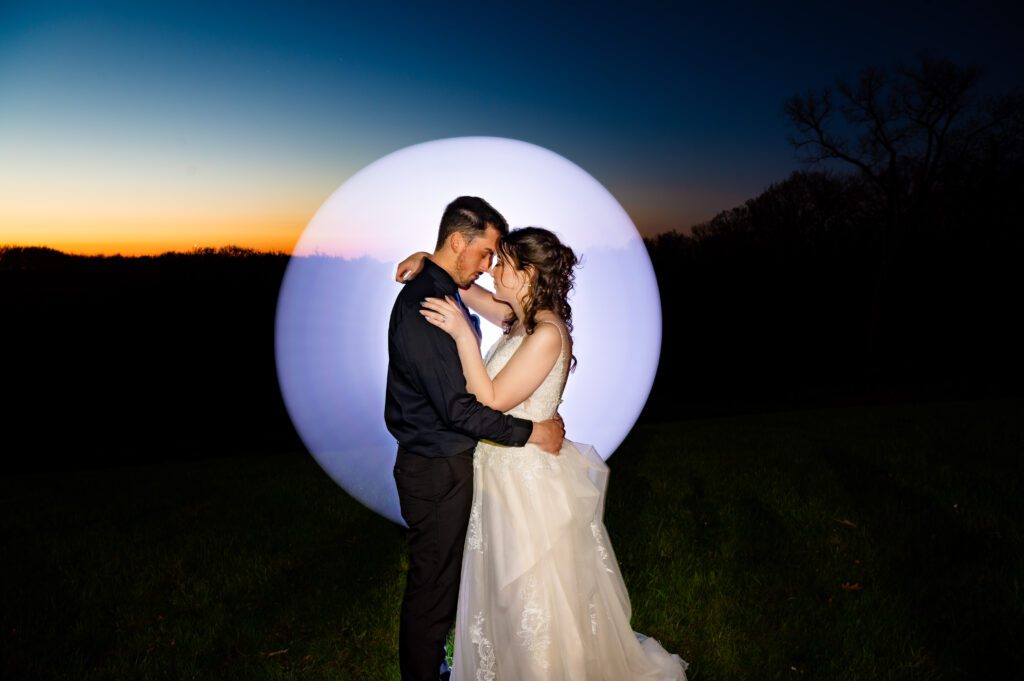 Epic light painting with lightsabers at Madison WI wedding