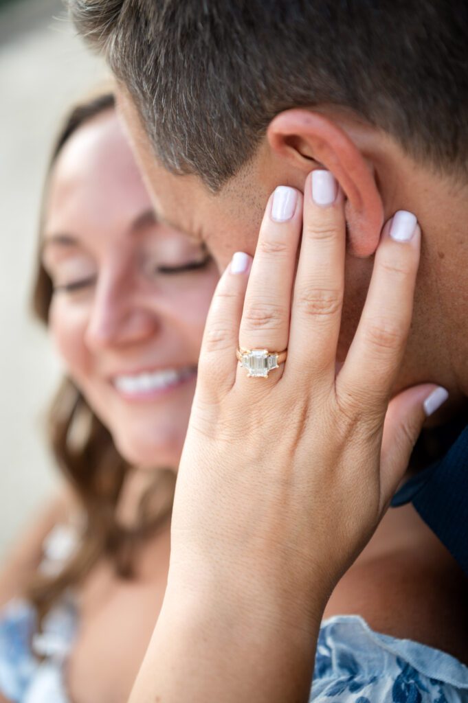 Bride-to-be showing off engagement ring from BR Diamond Suite in Madison WI.