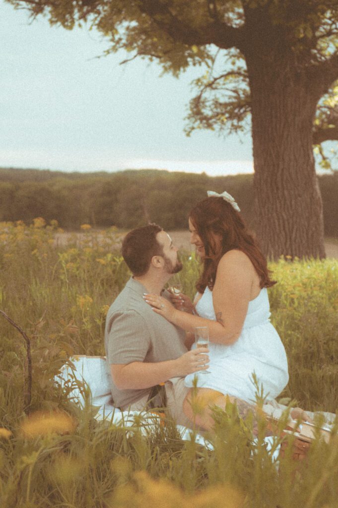 Romantic picnic engagement photos at Pope Farm Conservancy