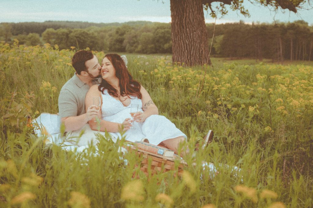 Romantic picnic engagement photos at Pope Farm Conservancy